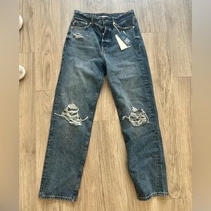 High rise lover and friends ripped medium wash denim